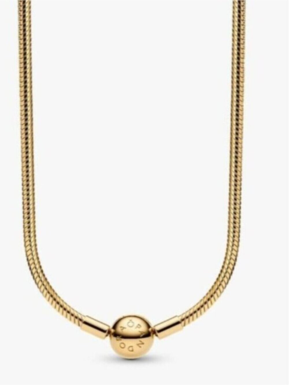 Pandora Gold Tone Snake Chain Necklace with Branded Clasp